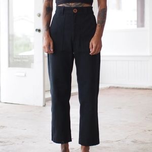 Beaton Linen Utility Pants Black Denim